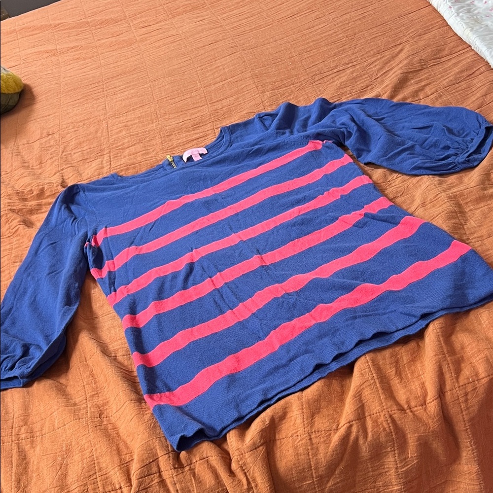 Lilly Pulitzer Women’s Blue & Pink Striped Lightweight Sweater